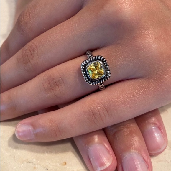 .925 Sterling Silver Yellow Cz Ring - Picture 5 of 15
